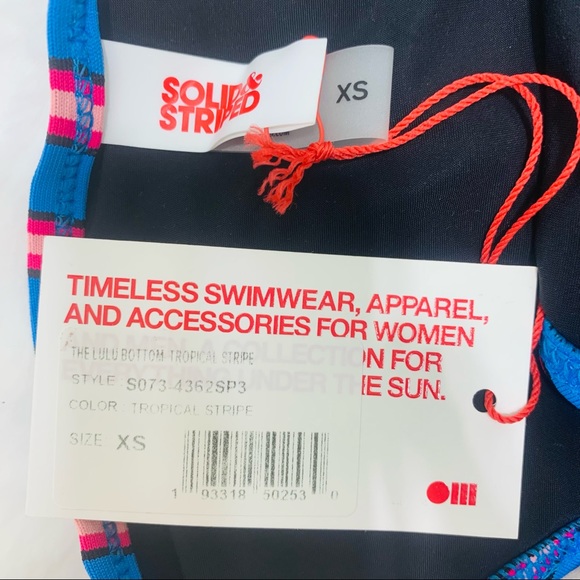 SOLID & STRIPED The LuLu Blue Pink Stripe Bikini Swim Bottom Size XS NWT - Picture 3 of 12